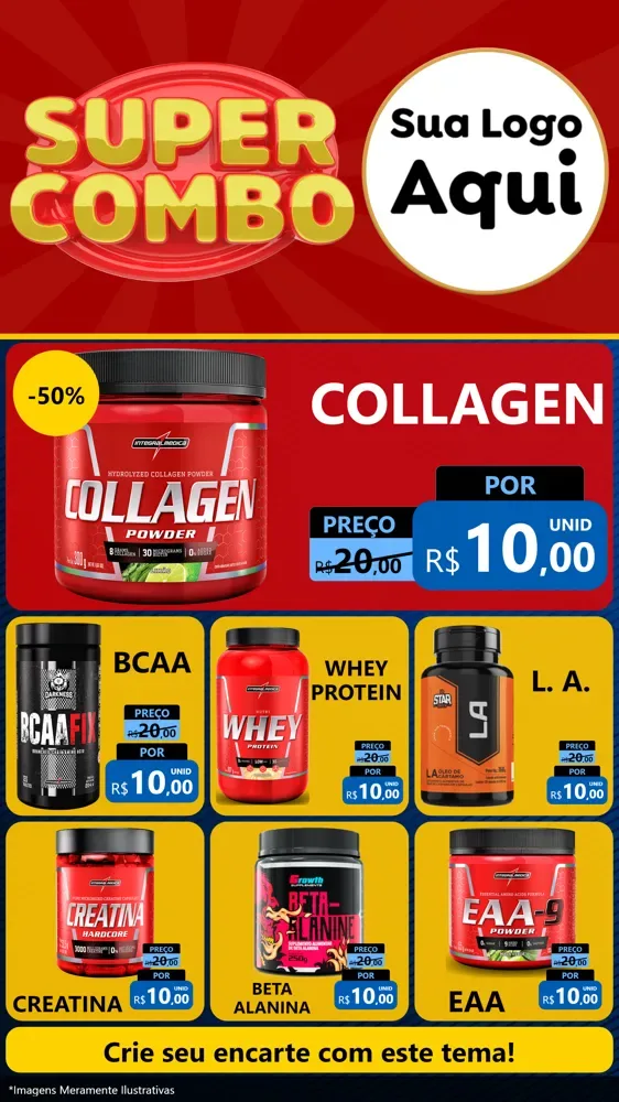 Modelo de Rede Social para Stories com o tema Super Combo para Suplementos alimentares