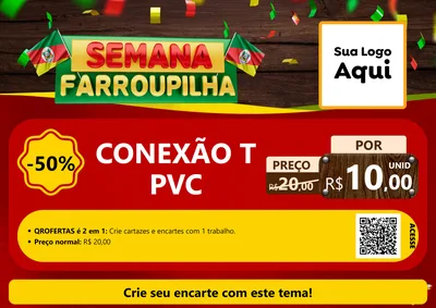 Modelo de Cartaz para Cartaz A4 Horizontal com o tema Semana Farroupilha para Tubos e conexões