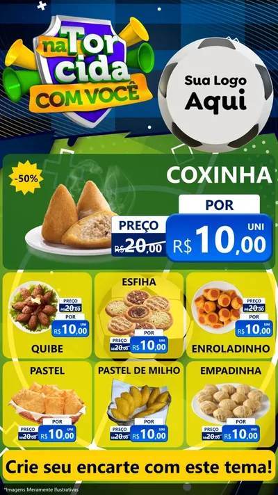 Modelo de Rede Social para Stories com o tema Na Torcida Com Você - Copa para Salgadaria