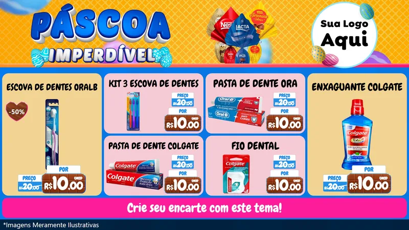 Modelo de TV para TV Horizontal com o tema Páscoa Imperdível para Higiene Pessoal