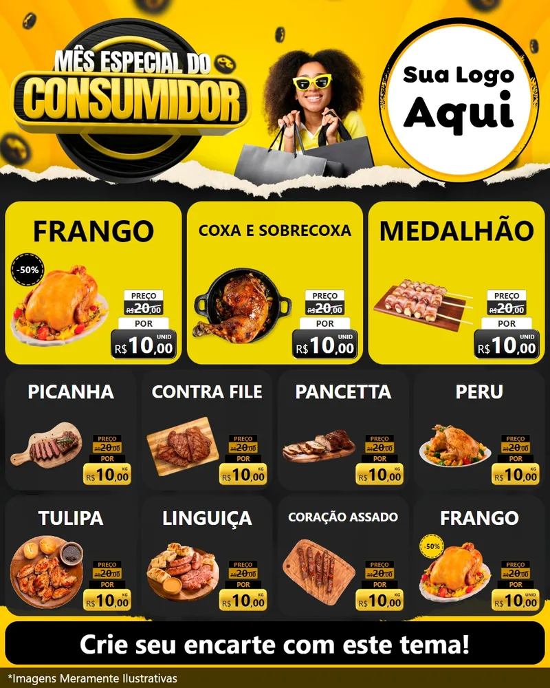 Modelo de Rede Social para Feed Instagram com o tema Mês Especial do Consumidor para Assados