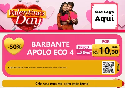 Modelo de Cartaz para Cartaz A4 Horizontal com o tema Valentine's Day para Armarinho e Aviamentos