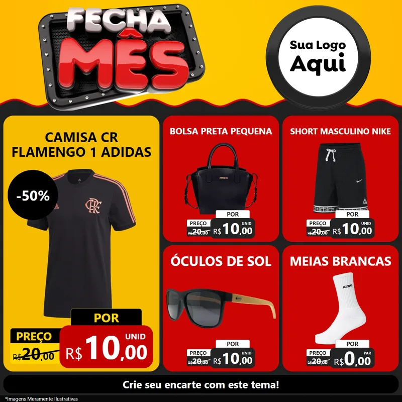 Modelo de Rede Social para Feed Facebook com o tema Fecha Mês para Roupas e acessórios