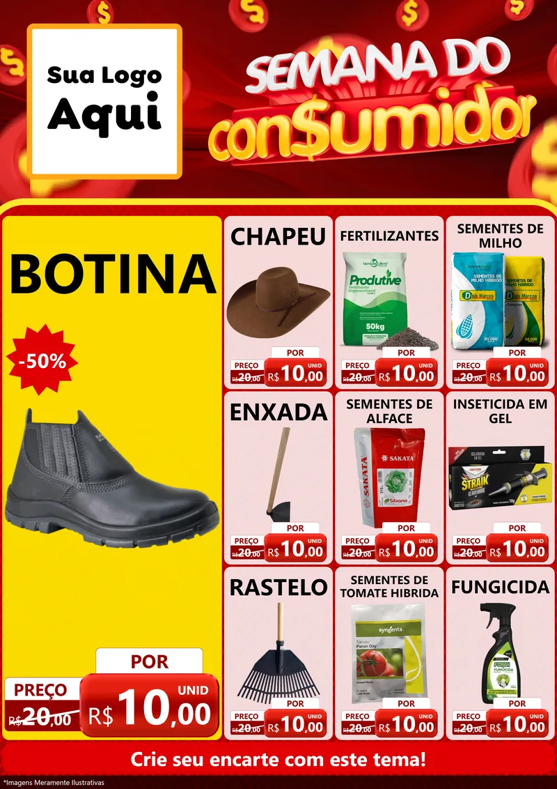 Modelo de Encarte para Encarte A4 Vertical com o tema Semana do Consumidor para Agropecuária