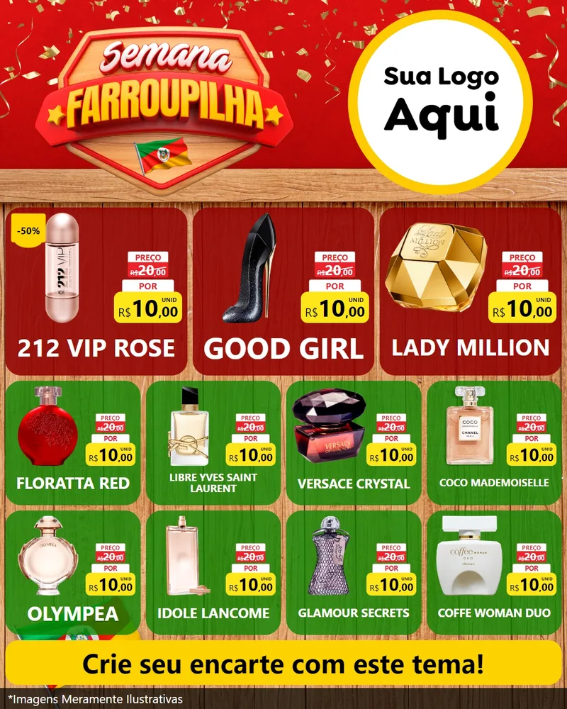 Modelo de Rede Social para Feed Instagram com o tema Semana Farroupilha para Perfumes