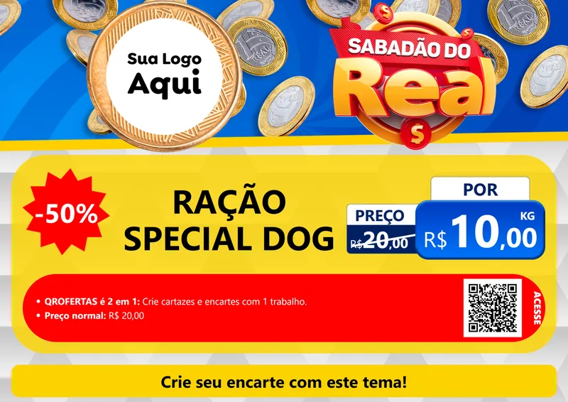 Modelo de Cartaz para Cartaz A4 Horizontal com o tema Sabadão do Real para Pet Shop