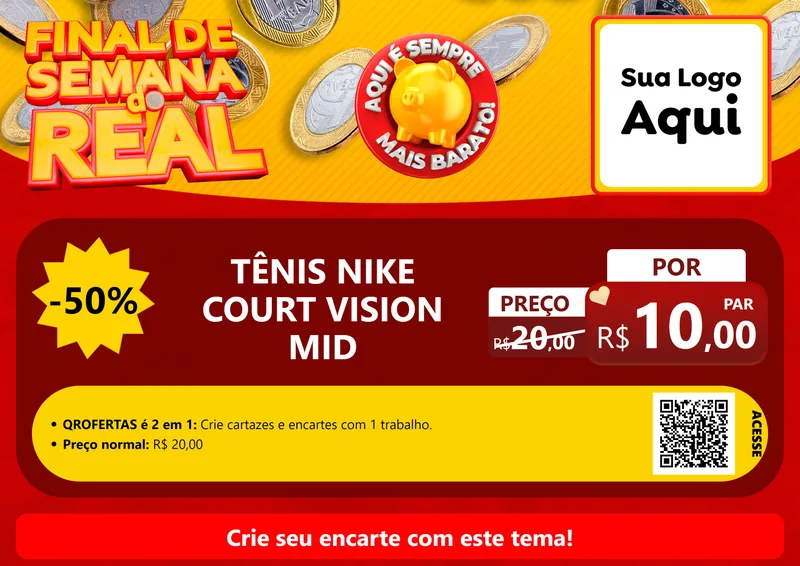 Modelo de Cartaz para Cartaz A4 Horizontal com o tema Final de Semana do Real para Calçados
