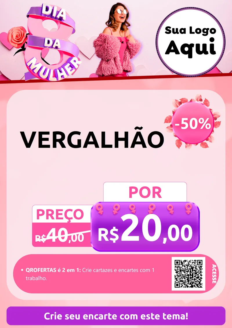 Modelo de Cartaz para Cartaz A4 Vertical com o tema Dia da Mulher para Ferragens