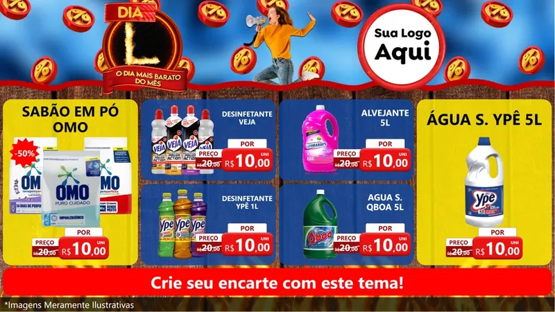 Modelo de TV para TV Horizontal com o tema Dia L - O Dia Mais Barato Do Mês para Produtos de Limpeza