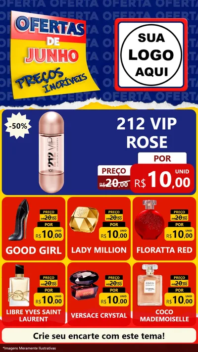 Modelo de Rede Social para Stories com o tema Ofertas de Junho - Preços Incríveis para Perfumes