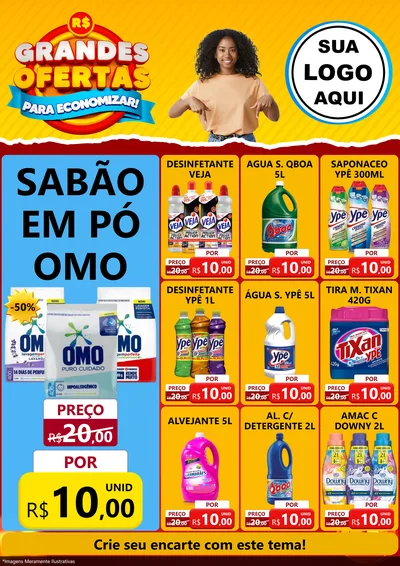 Modelo de Encarte para Encarte A4 Vertical com o tema Grandes Ofertas Para Economizar! para Produtos de Limpeza