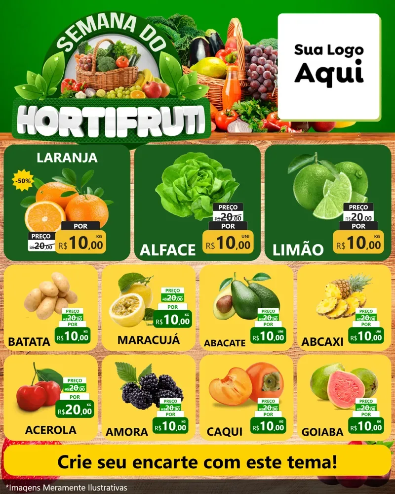 Modelo de Rede Social para Feed Instagram com o tema Semana do Hortifruti para Hortifrúti