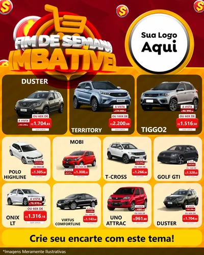 Modelo de Rede Social para Feed Instagram com o tema Fim de Semana Imbatível para Concessionaria de Carros