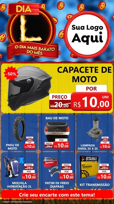 Modelo de Rede Social para Stories com o tema Dia L - O Dia Mais Barato Do Mês para Moto peças