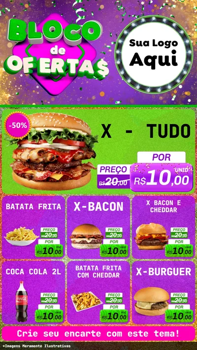 Modelo de Rede Social para Stories com o tema Bloco de Ofertas para Hamburgueria