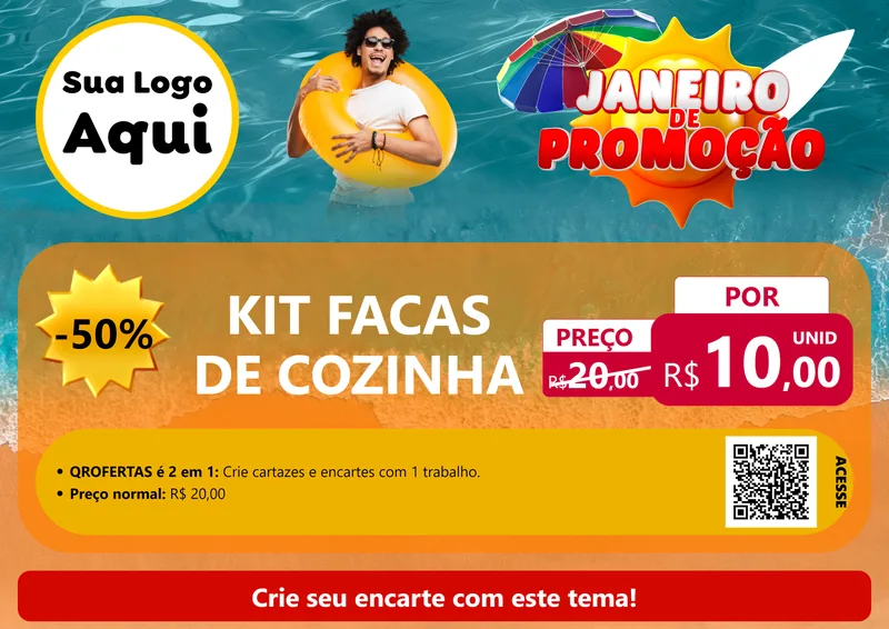 Modelo de Cartaz para Cartaz A4 Horizontal com o tema Janeiro de Promoção para Utilidades Domésticas