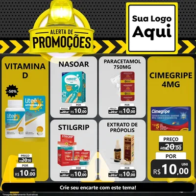 Modelo de Rede Social para Feed Facebook com o tema Alerta de Promoções para Farmácia