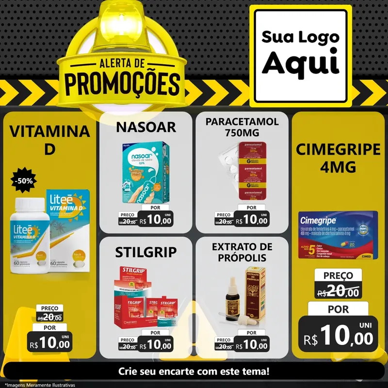Modelo de Rede Social para Feed Facebook com o tema Alerta de Promoções para Farmácia