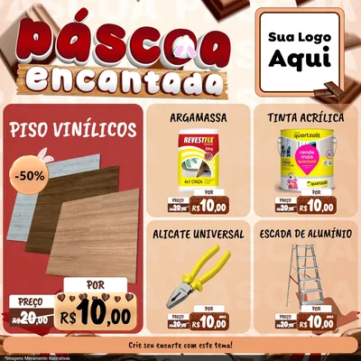 Modelo de Rede Social para Feed Facebook com o tema Páscoa Encantada para Material para Construção