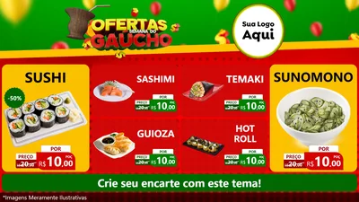 Modelo de TV para TV Horizontal com o tema Ofertas Semana Do Gaúcho para Comida japonesa