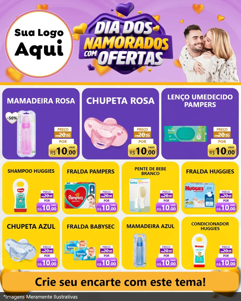 Modelo de Rede Social para Feed Instagram com o tema Dia Dos Namorados Com Ofertas para Bebês