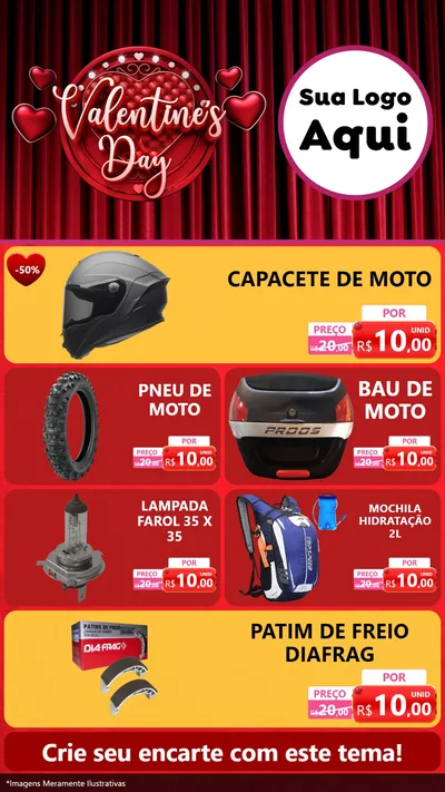 Modelo de TV para TV Vertical com o tema Valentine's Day para Moto peças