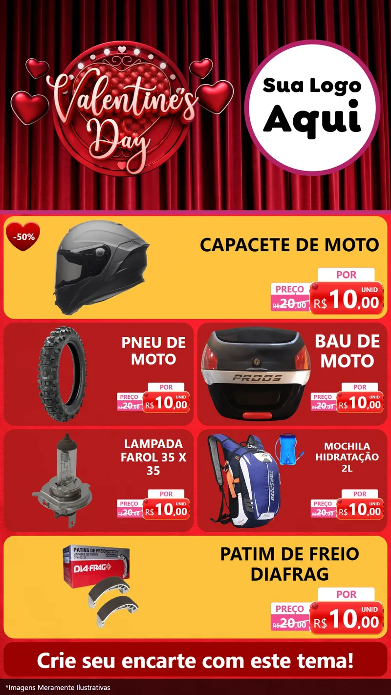 Modelo de TV para TV Vertical com o tema Valentine's Day para Moto peças