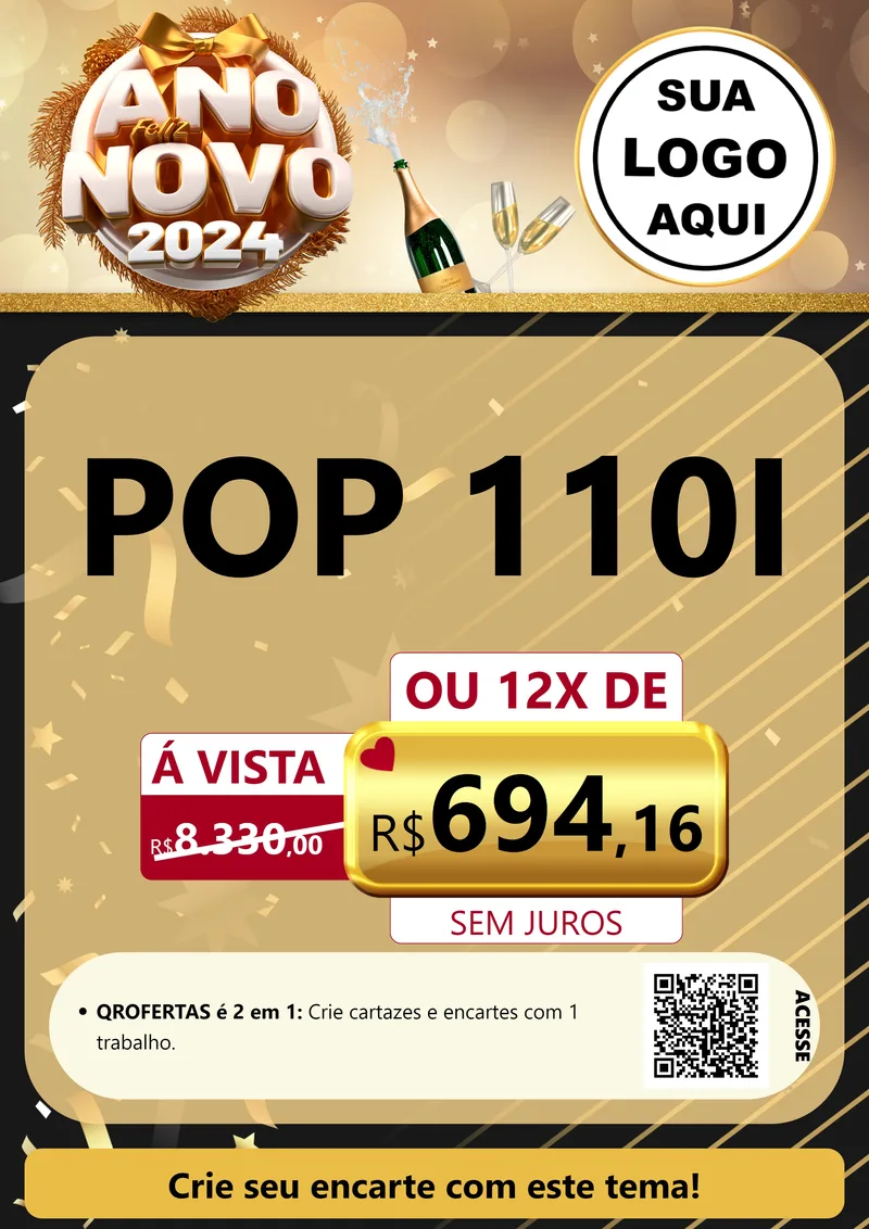 Modelo de Cartaz para Cartaz A4 Vertical com o tema Feliz Ano Novo 2027 para Concessionaria de Motos