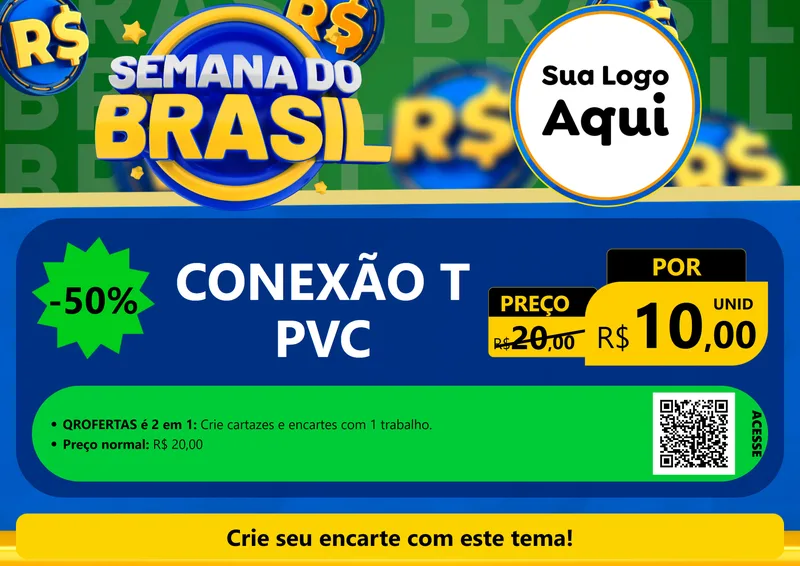 Modelo de Cartaz para Cartaz A4 Horizontal com o tema Semana Do Brasil para Tubos e conexões