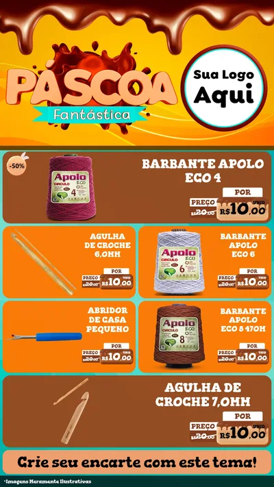 Modelo de TV para TV Vertical com o tema Páscoa Fantástica para Armarinho e Aviamentos