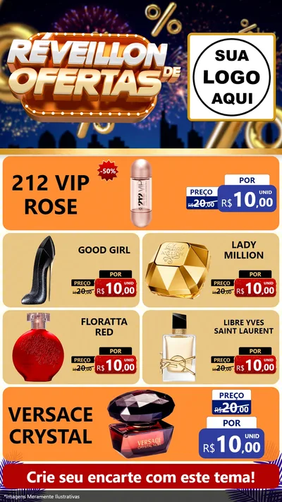 Modelo de TV para TV Vertical com o tema Réveillon de Ofertas para Perfumes