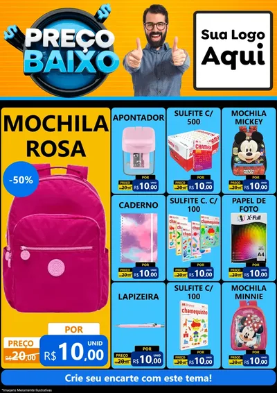 Modelo de Encarte para Encarte A4 Vertical com o tema Preço Baixo para Papelaria
