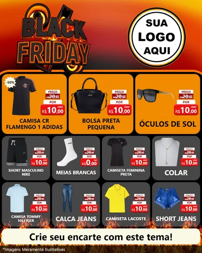 Modelo de Rede Social para Feed Instagram com o tema Black Friday para Roupas e acessórios
