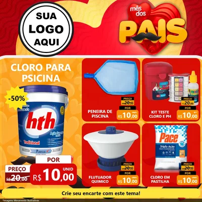 Modelo de Rede Social para Feed Facebook com o tema Mês Dos Pais para Produtos para Piscina