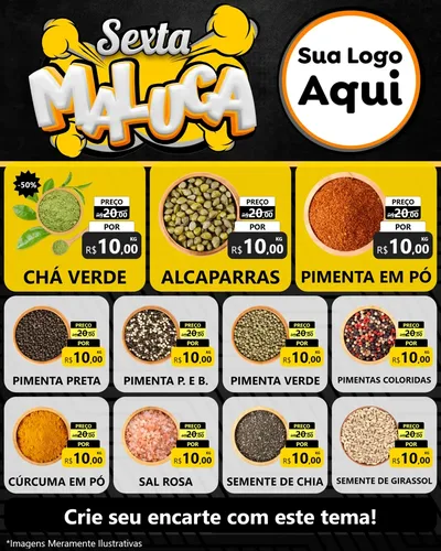 Modelo de Rede Social para Feed Instagram com o tema Sexta Maluca para Produtos Naturais
