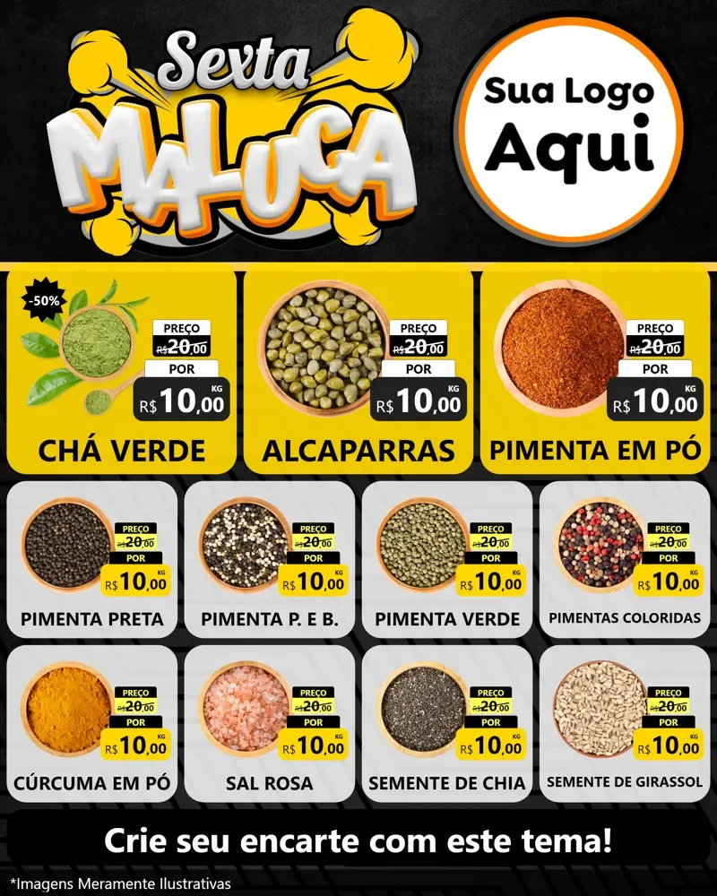 Modelo de Rede Social para Feed Instagram com o tema Sexta Maluca para Produtos Naturais