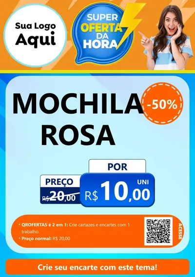 Modelo de Cartaz para Cartaz A4 Vertical com o tema Super Oferta da Hora para Papelaria