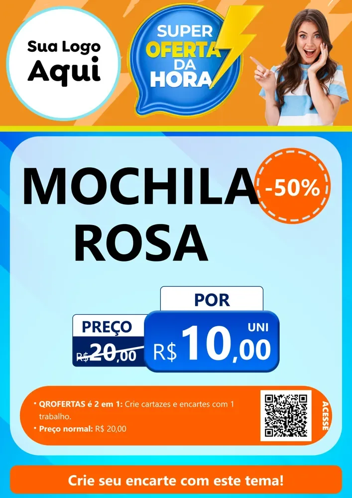 Modelo de Cartaz para Cartaz A4 Vertical com o tema Super Oferta da Hora para Papelaria