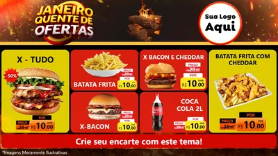 Modelo de TV para TV Horizontal com o tema Janeiro Quente de Ofertas para Hamburgueria