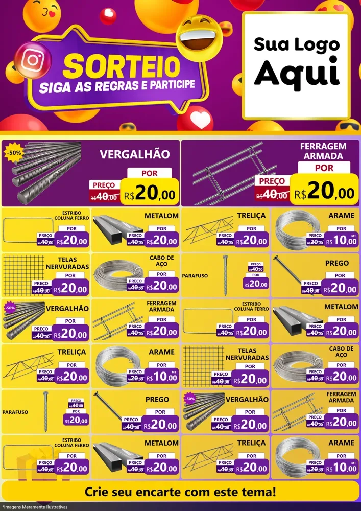Modelo de Encarte para Encarte A4 Vertical com o tema Sorteio para Ferragens