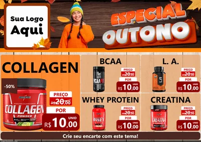 Modelo de Encarte para Encarte A4 Horizontal com o tema Especial Outono para Suplementos alimentares