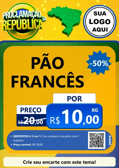 Modelo de Cartaz para Cartaz A4 Vertical com o tema Proclamação da República para Padaria