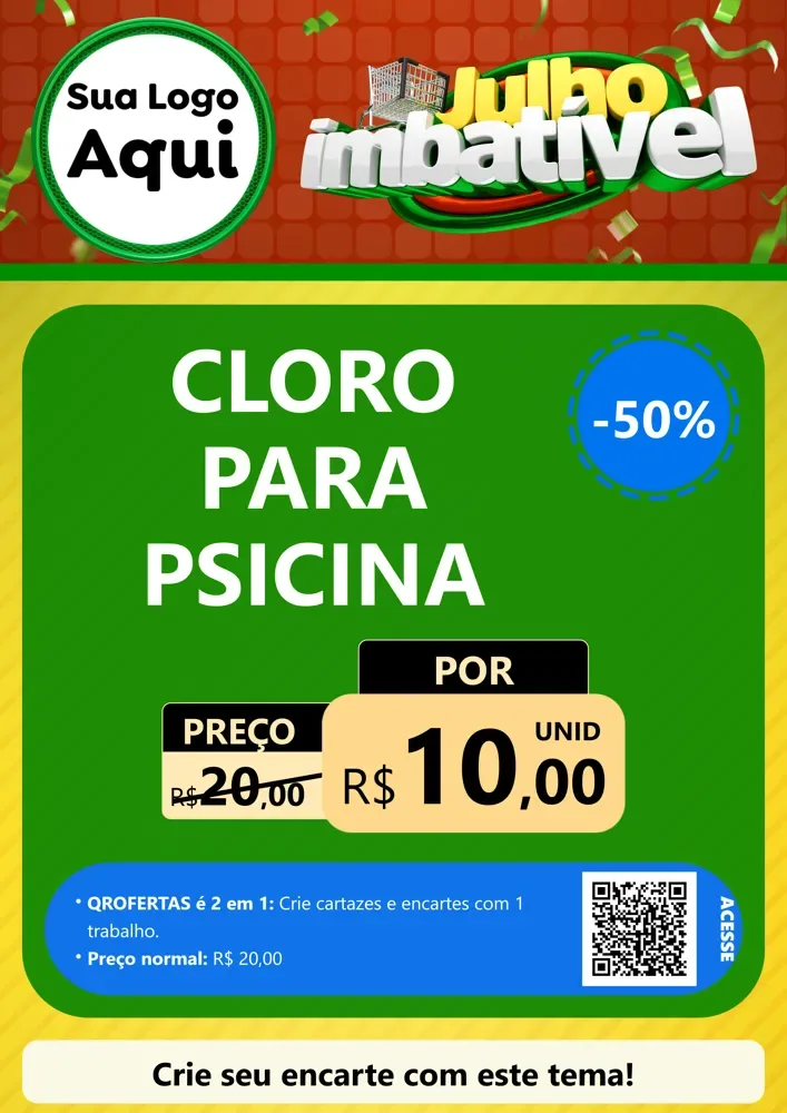 Modelo de Cartaz para Cartaz A4 Vertical com o tema Julho Imbatível para Produtos para Piscina