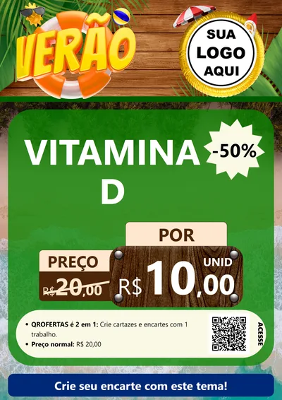 Modelo de Cartaz para Cartaz A4 Vertical com o tema Verão para Farmácia