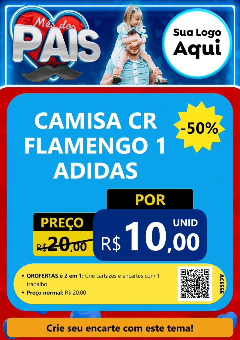 Modelo de Cartaz para Cartaz A4 Vertical com o tema Mês Dos Pais para Roupas e acessórios