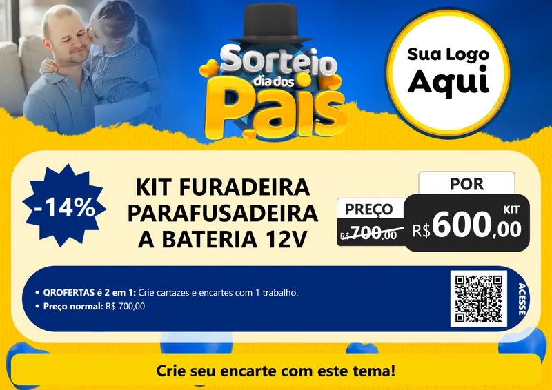 Modelo de Cartaz para Cartaz A4 Horizontal com o tema Sorteio Dia Dos Pais para Maquinas e Ferramentas