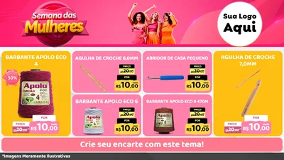 Modelo de TV para TV Horizontal com o tema Semana das Mulheres para Armarinho e Aviamentos