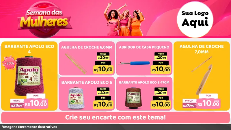 Modelo de TV para TV Horizontal com o tema Semana das Mulheres para Armarinho e Aviamentos