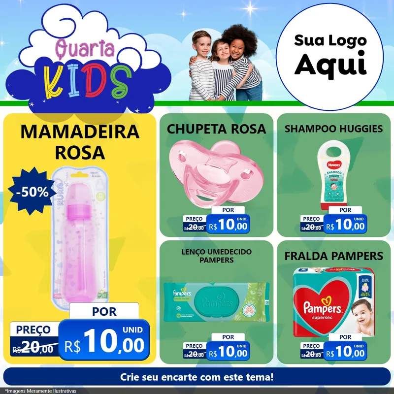 Modelo de Rede Social para Feed Facebook com o tema Quarta Kids para Bebês