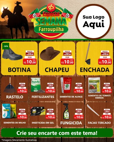 Modelo de Rede Social para Feed Instagram com o tema Especial Semana Farroupilha para Agropecuária